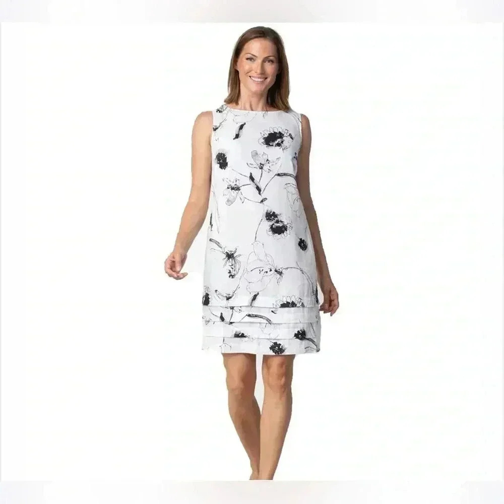 Habitat Sketched Floral Pocket Dress White Size M - Picture 3 of 15